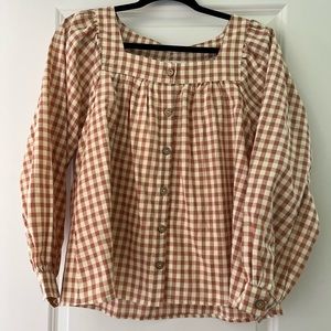 Gingham Peasant Blouse